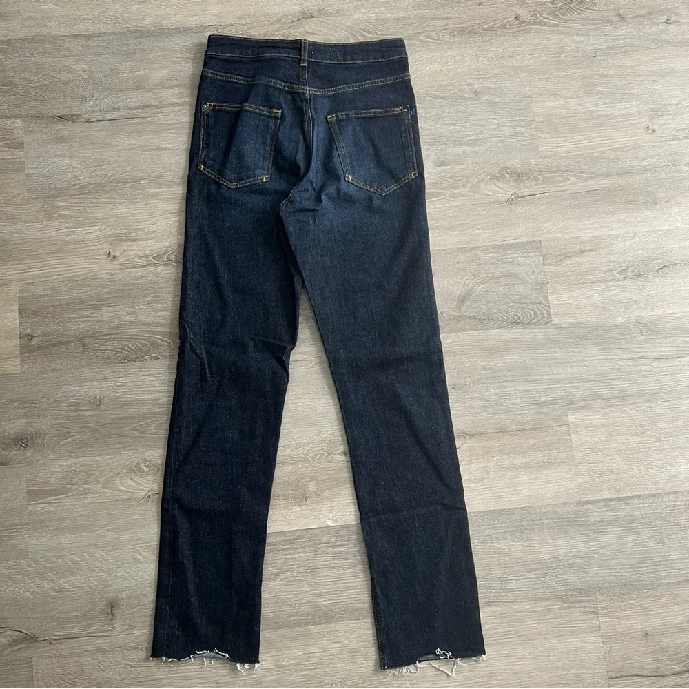 Anthropologie Pilcro Straight Legs Denim Jeans Navy Blue Distressed Size 28 - Picture 3 of 7